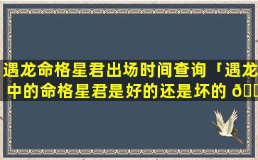 遇龙命格星君出场时间查询「遇龙中的命格星君是好的还是坏的 🕷 」